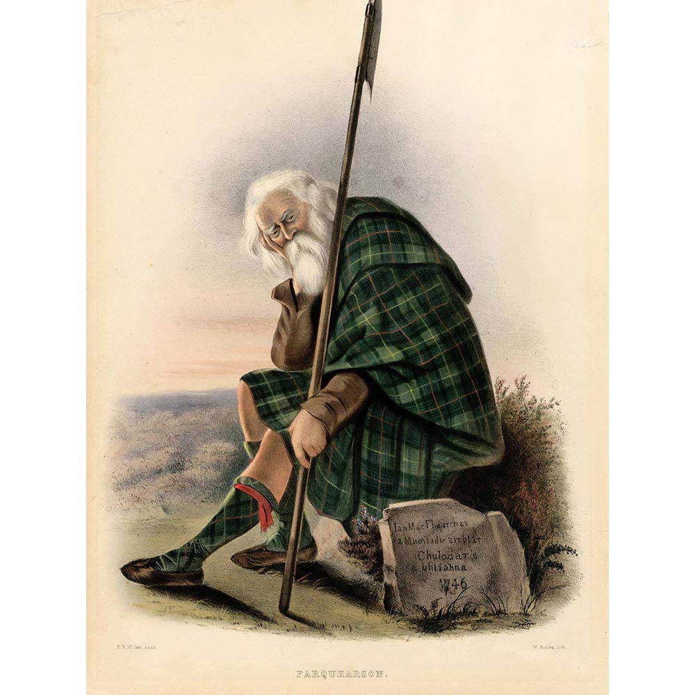 Wee Blue Coo Painting Portrait Highland Clan Scotland Tartan Farquharson Art Print Poster Wall Decor 12X16 Inch