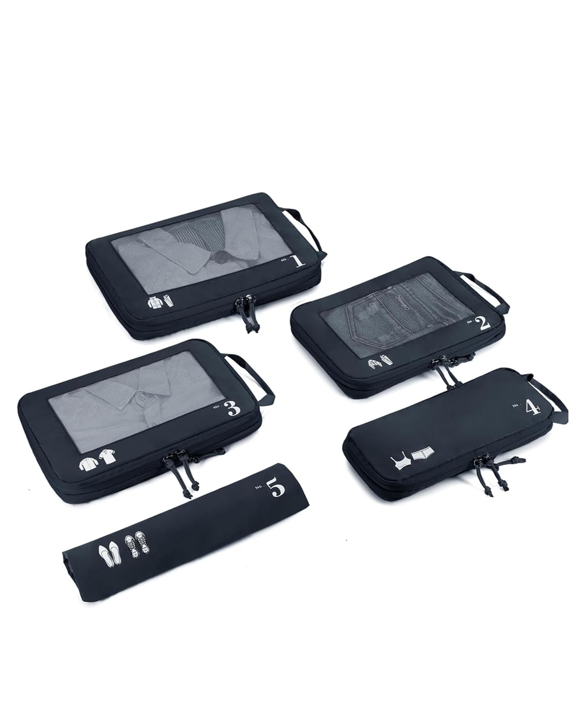 ECOHUB 5 Sets Compresión Organizador Maleta Packing Cubes For Travel Essentials Bolsas Organizadoras Ropa Viaje Avion Viajes Accesorios(Azul oscuro)