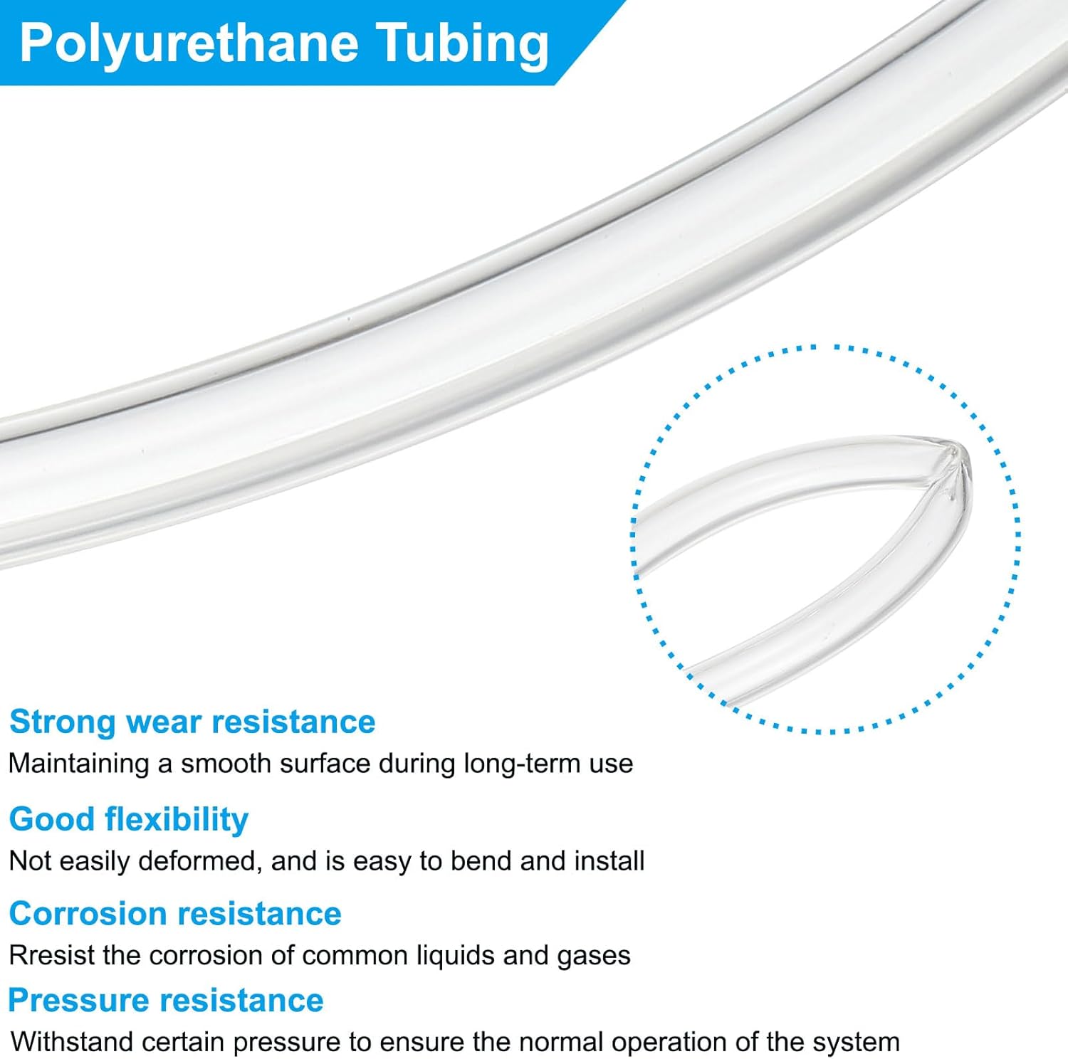 PATIKIL Pneumatic Tubing 1/4" OD 39ft, 6mm OD 4mm ID PU Air Line Pipe Tube for Air Compressor Fitting or Fluid Transfer, Clear