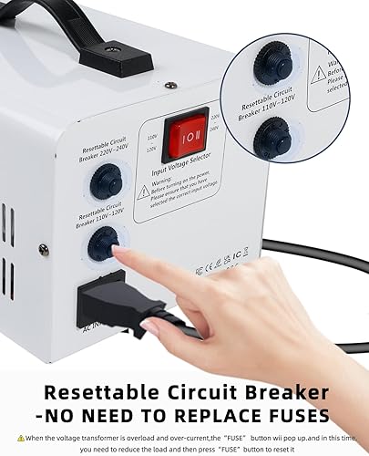 Vista 6 de LVYUAN Transformador de voltaje de 2500 W, convertidor de potencia de 110 V a 220 V, reductor de 220 V a 110 V, 110/120 voltios - 220/240 voltios