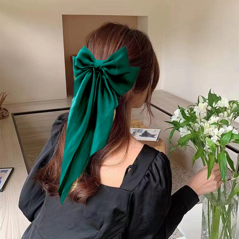 2Pcs Big Satin Hair Clips for Women & Girls, 37cm Long Tail French Bow Hair Barrettes - Image 2