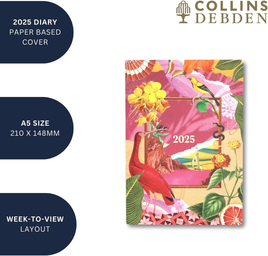 Collins Maximalism 2025 Planner - A5 Week to View Diary - Yellow - (MX153.45-25) - Stylish Weekly Eco Diary with Recycled Paper
