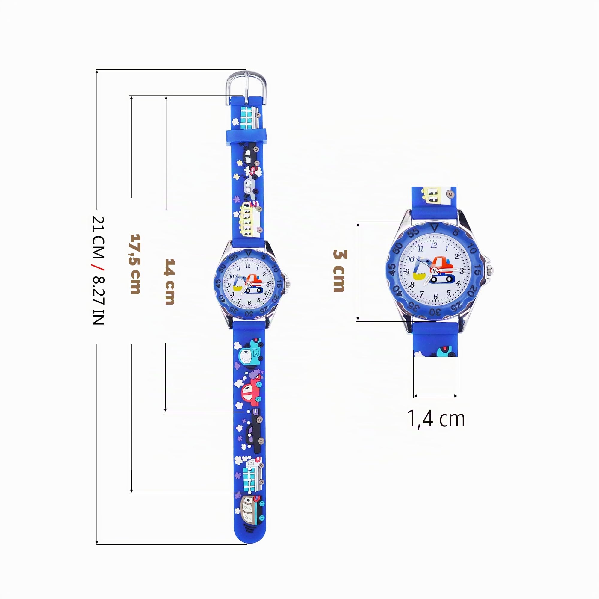 Reloj de Pulsera Analógico Cuarzo para Niño Niña 3-10 Años Cute 3D Cartoon Correa Silicona