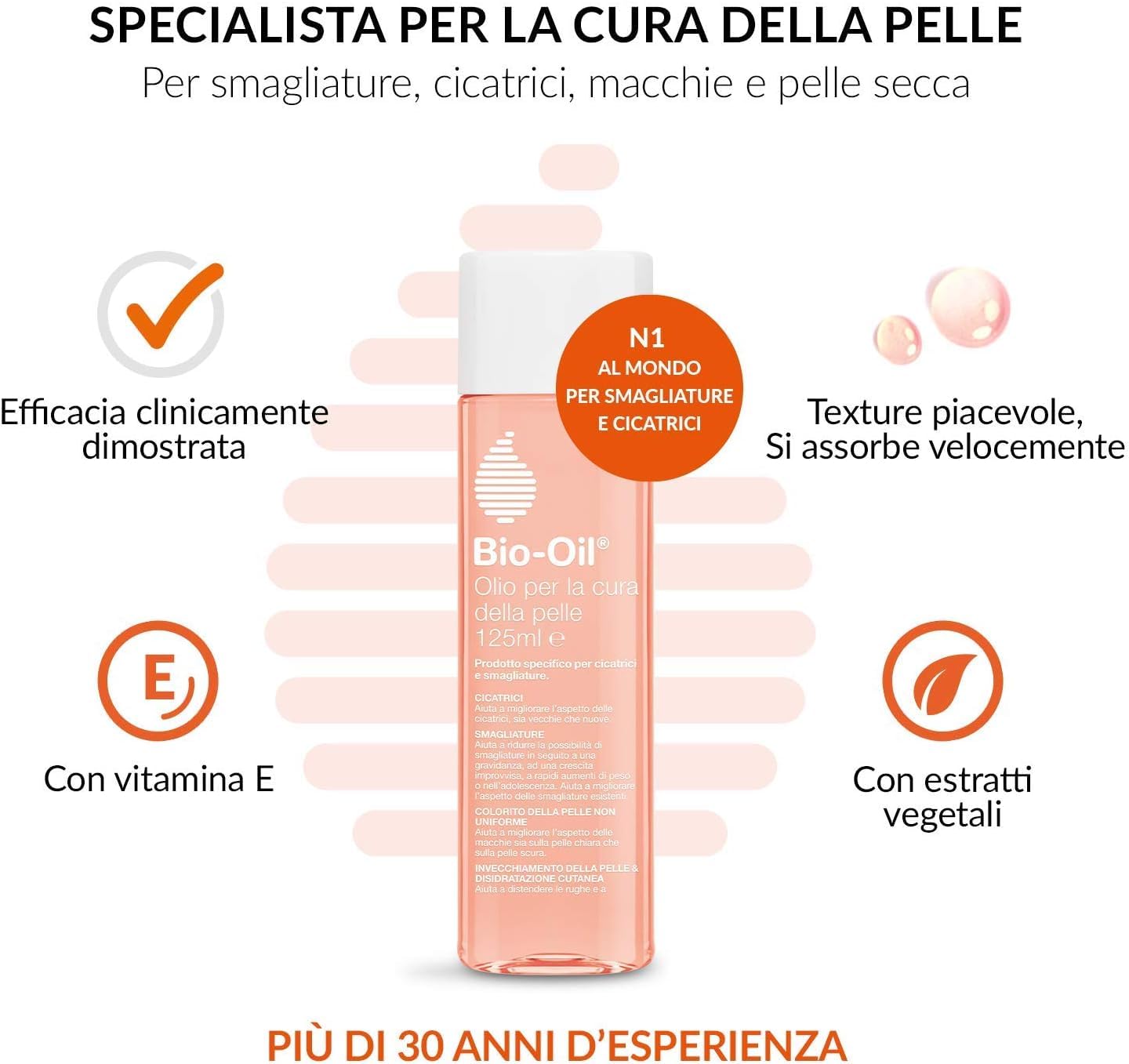Bio-Oil Olio Trattamento Per La Pelle Con Azione Idratante Cicatrizzante E Anti Smagliature, Nasconde Le Cicatrici, Le Smagliature E Gli Inestetismi Della Pelle, 125 Ml - 5