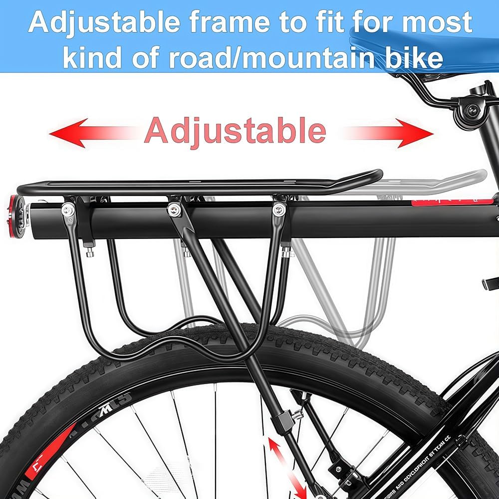 Porte-Bagages arrière pour vélo, capacité de 50 kg, avec Support réfléchissant et réglable à dégagement Rapide pour vélo de Montagne