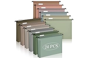 24-Pack Waterproof Poly Hanging Folders: Expandable Letter-Size File Storage
