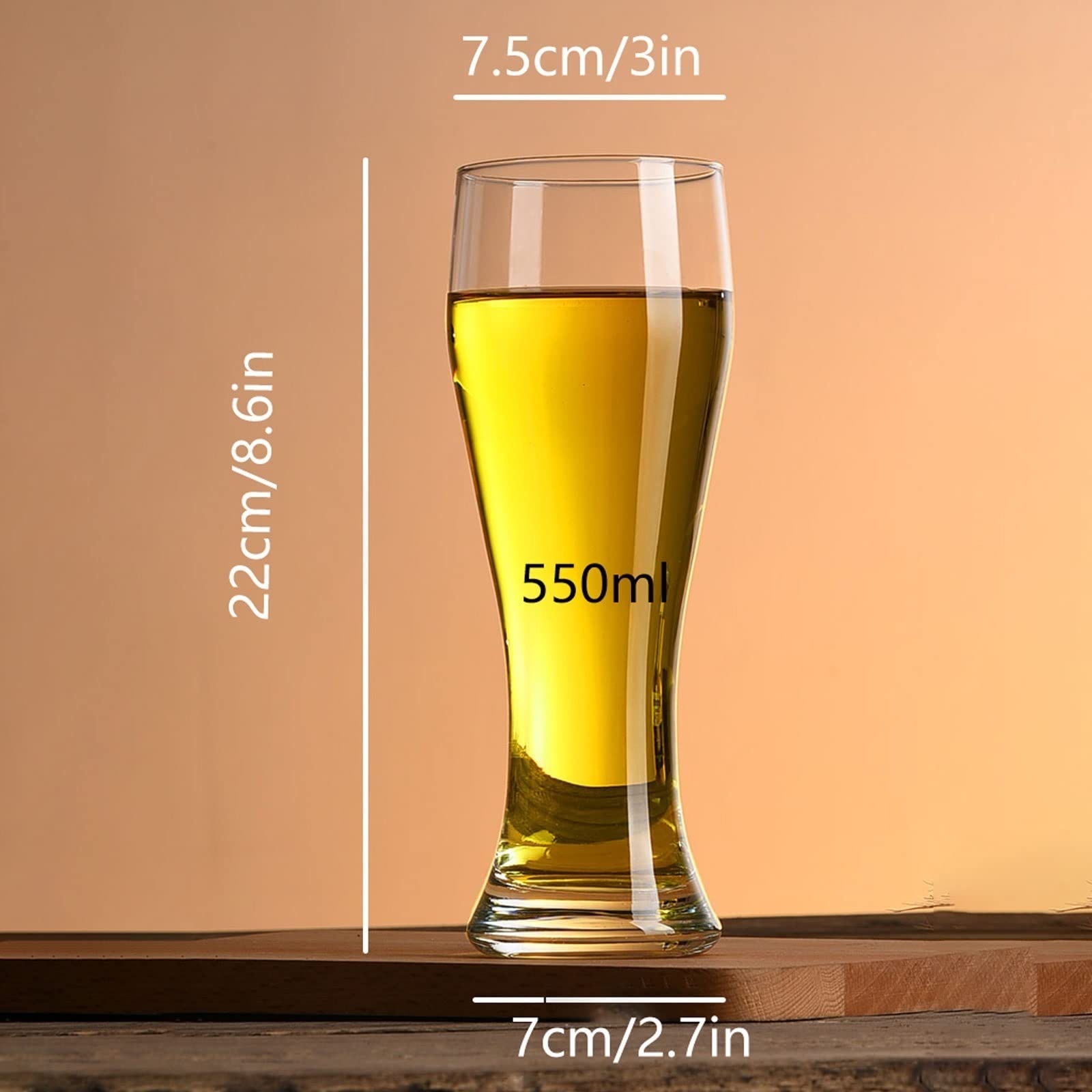 Vasos Conjunto de Copa de Cristal de Cerveza Grande de 6 Piezas 16oz Cerveza Creativa Whisky Jugo de cristalería Sin Plomo Capacidad de Plomo Clear Clear Set de Vidrio Vasos de Agua Vaso de Barra