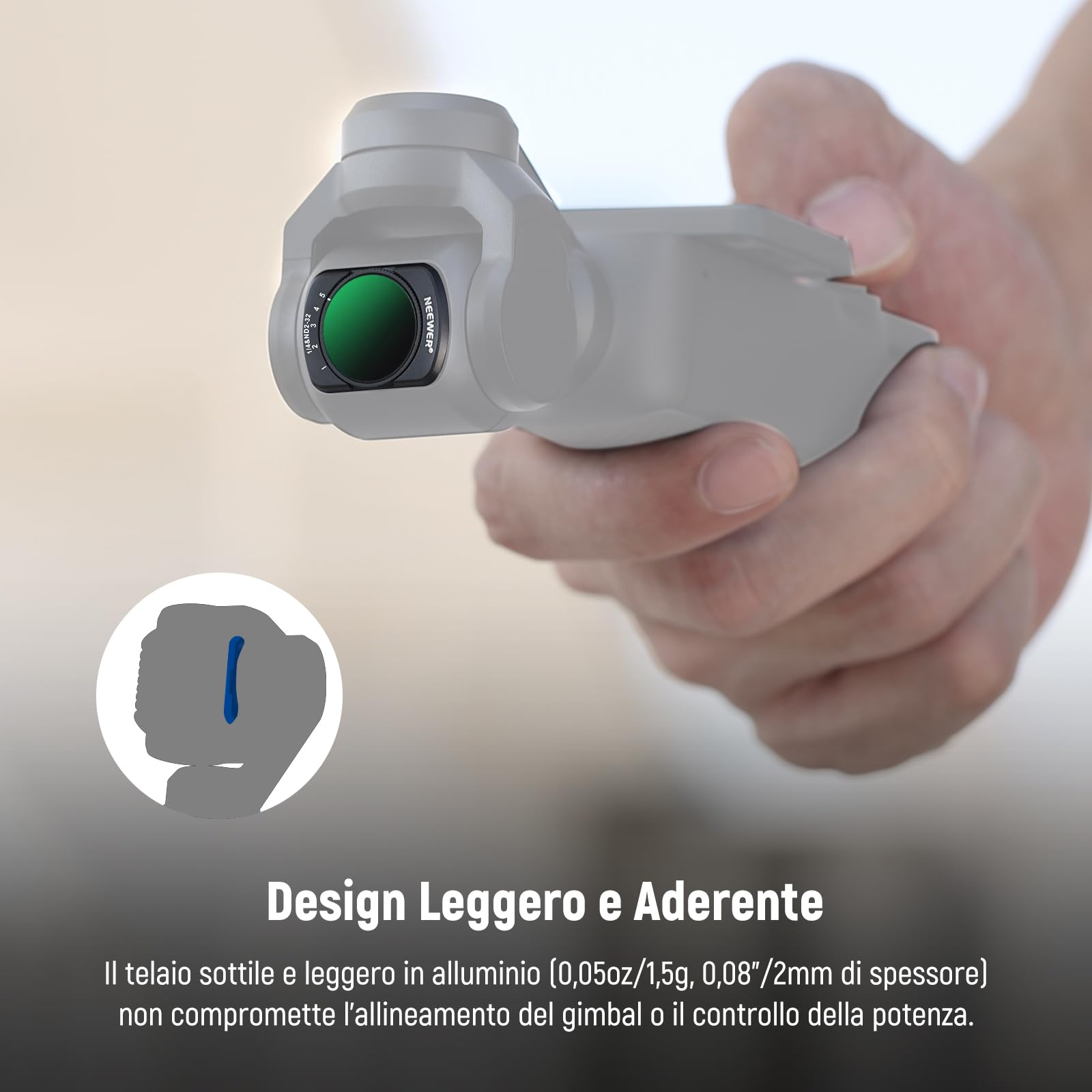 NEEWER Filtro 2 in 1 ND2-32 Variabile e Black Diffusion 1/4 Compatibile con DJI Osmo Pocket 3/ Pocket 4 / Xtra Muse, Magnetico per Action Camera con Protezioni Schermo e Panni di Pulizia
