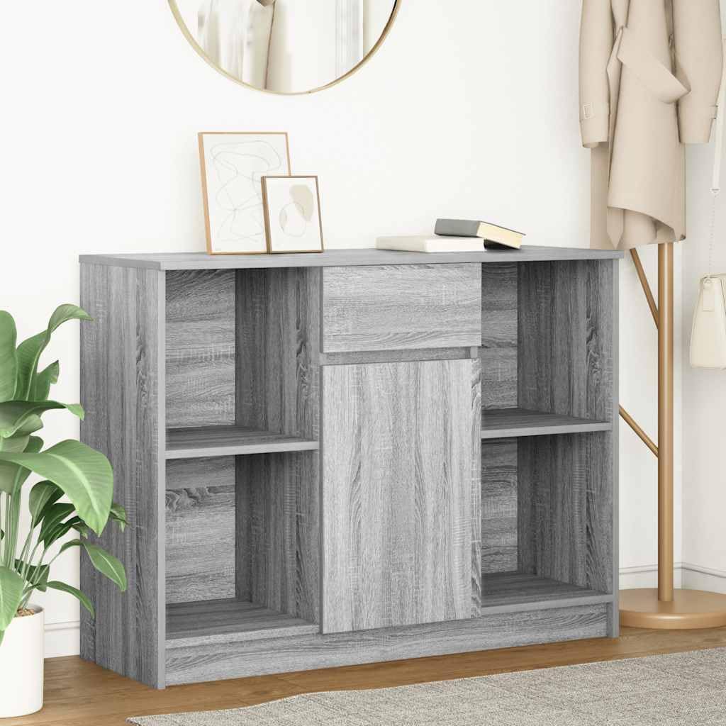 Credenza con Anta e Cassetto Grigio Sonoma 101x35x76 cm