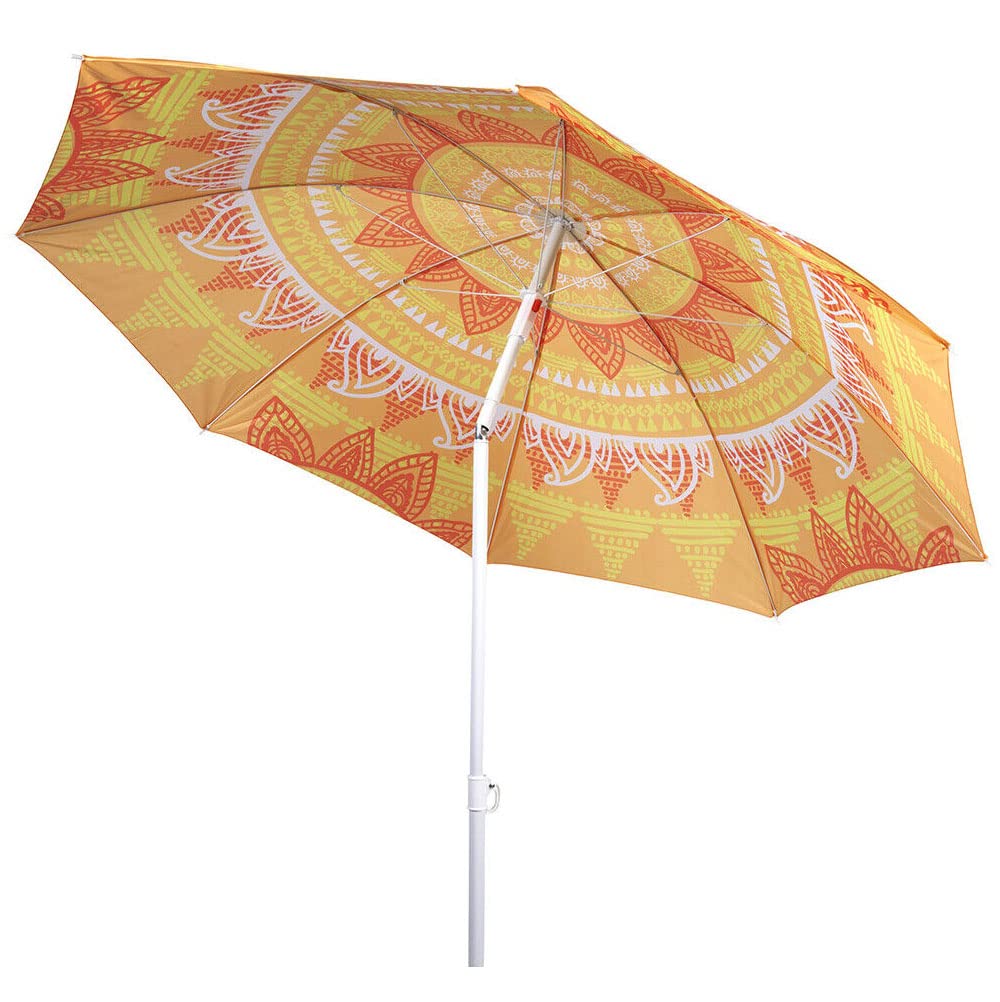 Faboer 1.9M Garden Parasol Mandala Umbrella Tilt Outdoor Sun Shade Canopy Outdoor Patio (Orange)