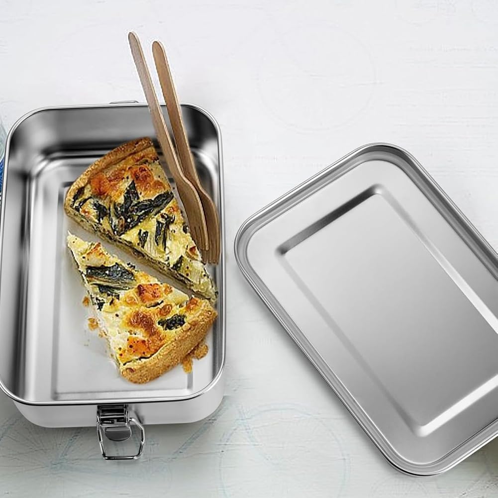 Boîte à bento en acier inoxydable pour adolescents, boîte à bento en métal avec 2 compartiments flexibles, 1400 ml