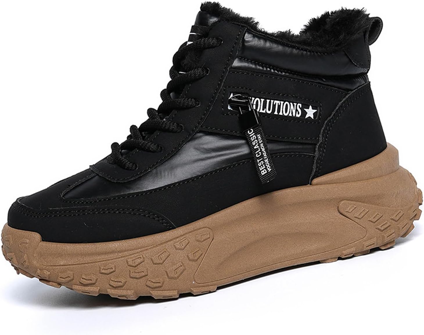 Women's Platform Snow Boots Warm Winter Boots Comfortable Fur Lined Ankle Boots Lace Up Outdoor Booties Non-Slip Sneakers Waterproof Walking Shoes