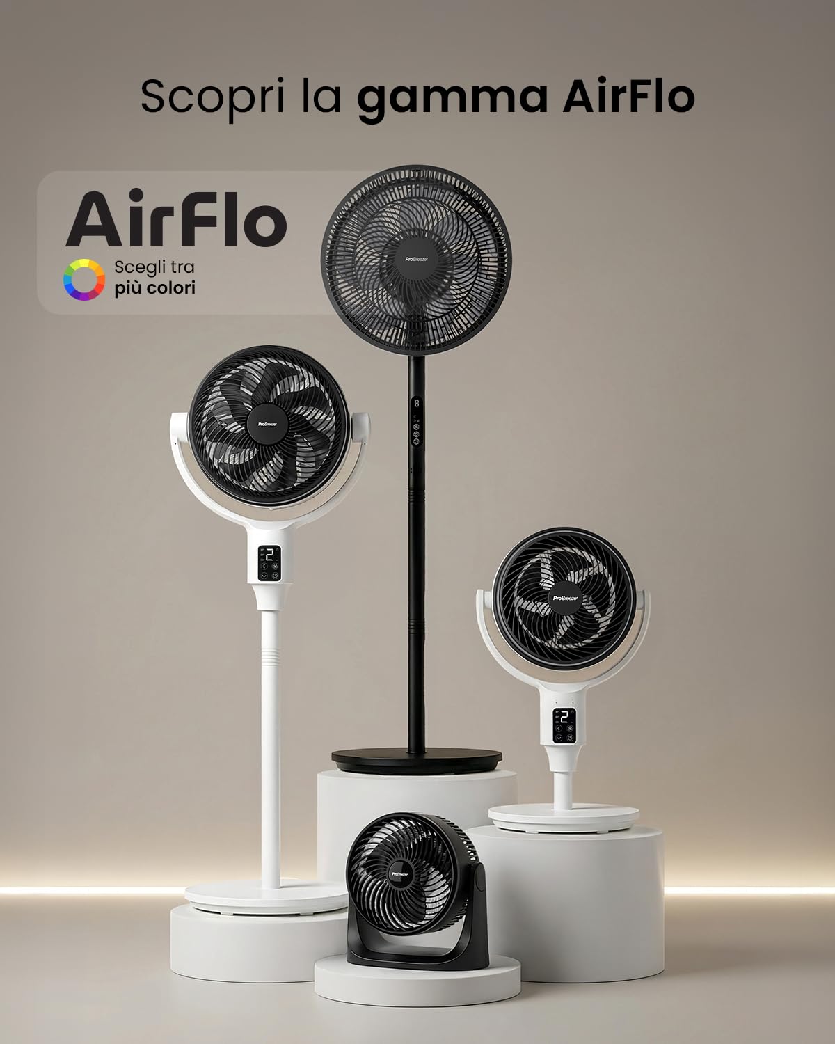 Pro Breeze Ventilatore a Piantana AirFlo Slim 43” – silenzioso e potente, basso consumo, 9 velocità, forte flusso, altezza regolabile, oscillazione 95°, design salvaspazio, ideale casa e ufficio