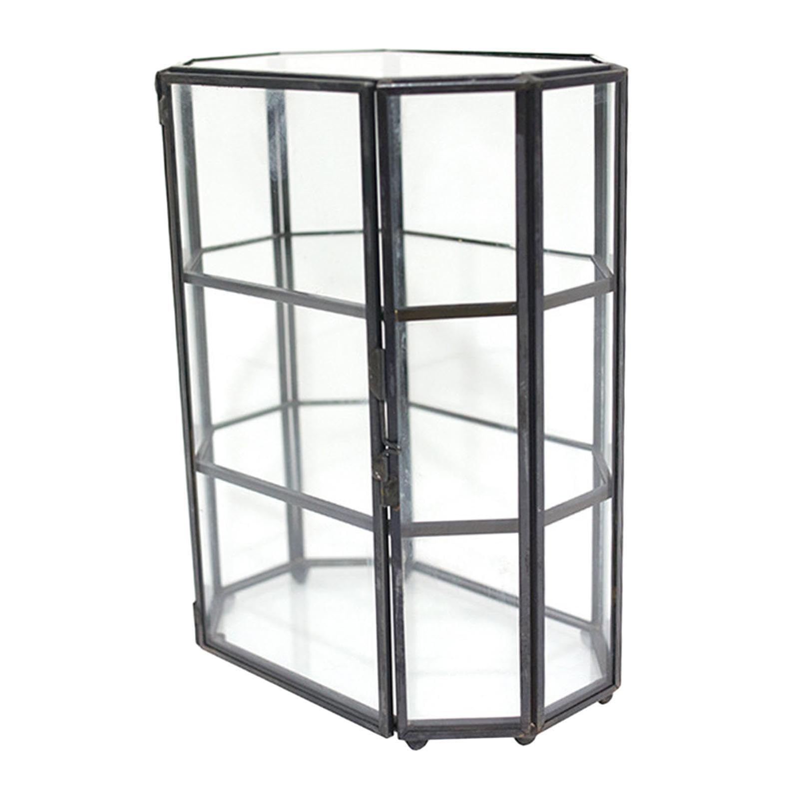 Caja de vidrio transparente decorativa para organizar pendientes en el tocador
