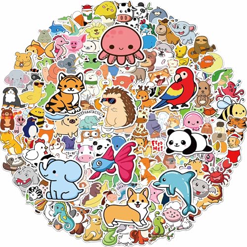 Igetooy KT006-1 150 Pcs Cute Animal Stickers, Water Bottle Stickers For Kids, Vinyl Waterproof Stickers Laptop Stickers, Skateboard Kids Stickers Pack, Classroom Prizes Stickers cover