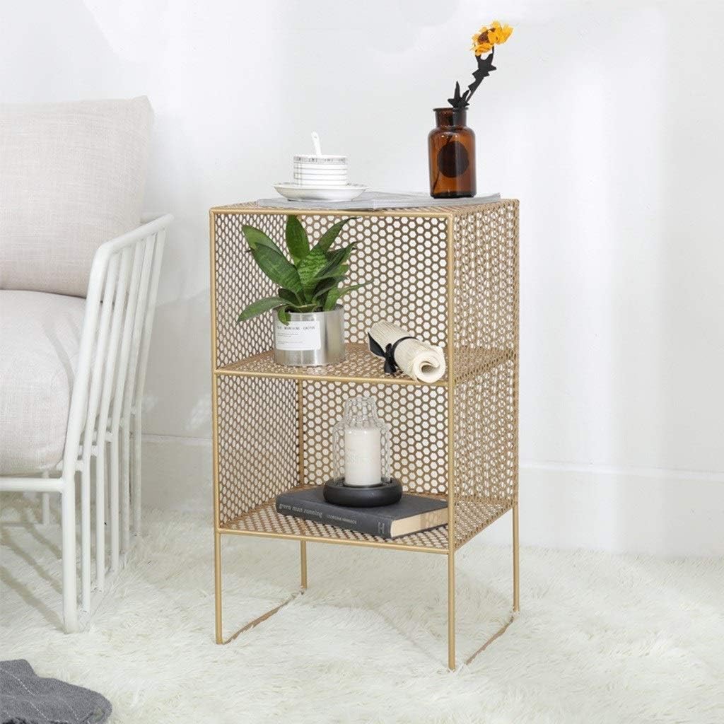 Rack Magazine Rack Floorstanding Simple Wrought Iron Storage Rack Bedside Cabinet Rack Multilayer Storage Rack (Color Yellow Size 35 30 62cm) (Color : Yellow Size : 35 30