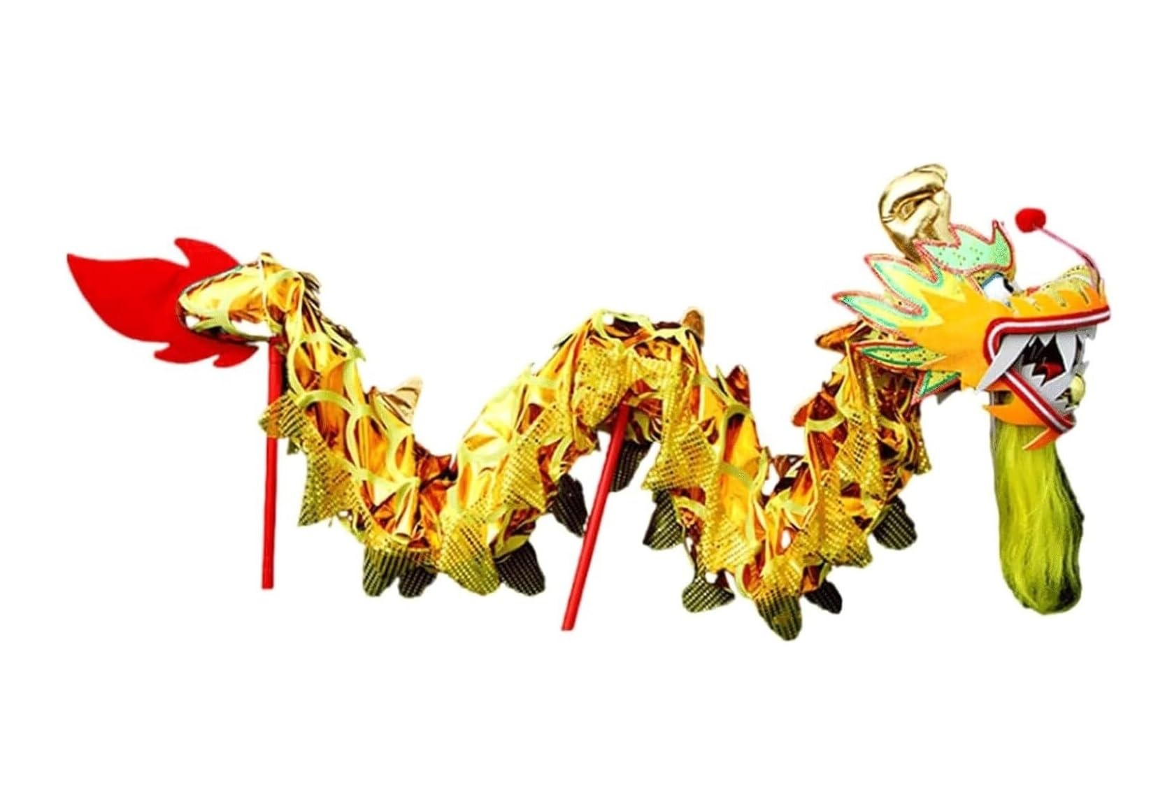 Drago Cinese per Feste 5 M/16.4ft Danza del Leone Drago Cinese Nastro Streamer di Seta per 6 Giocatori Mascotte Puntelli Feste Cinesi in Italia(Yellow)