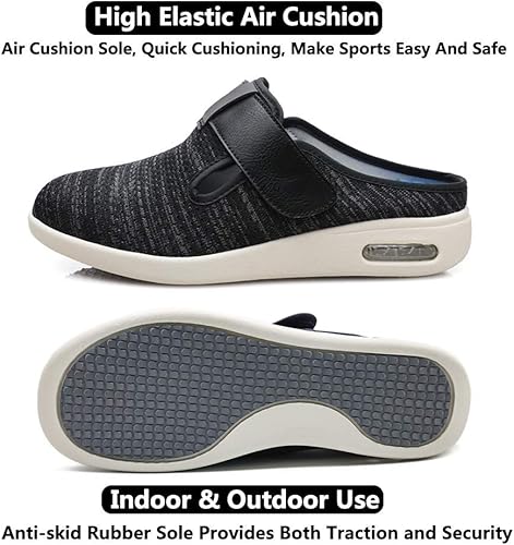 Miniatura 6 de Pantuflas diabéticas para mujer, extra anchas, zapatos para caminar con cierres ajustables para edema diabético, fascitis plantar, juanetes,