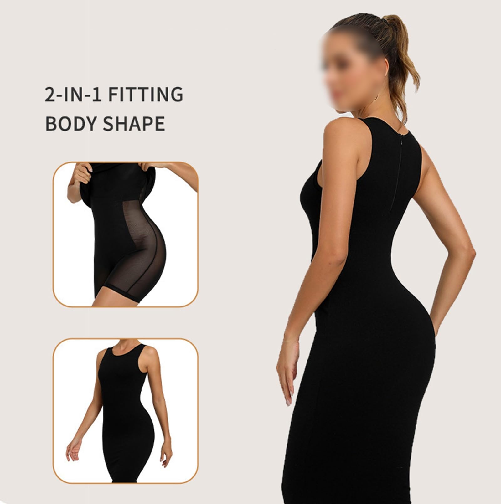 HLTYGWX Vestido sin Cordones con Control de Barriga para Mujer
