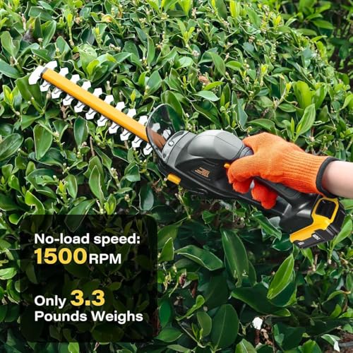 Cordless Hedge Trimmer (Tool Only), Compatible with DeWalt 20V MAX Battery, 2-in-1 Cordless Grass Shear 1500RPM, 3.3 lbs Handheld Shrub Clipper with Battery Protection, 8" & 4.7" Blades (Black) - Image 4