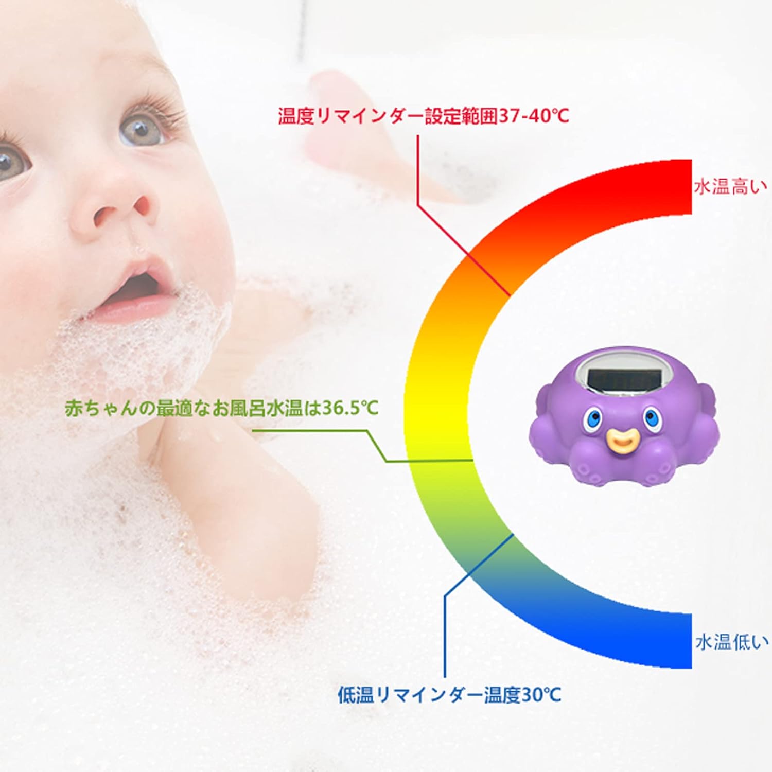 Amazon Co Jp Asrio 水温計 湯温計 温度計 お風呂おもちゃ デジタル 赤ちゃん用湯温度計 ベビー 幼児 赤ちゃん 子供 大人 お風呂 お湯 使いやすい 温度リマインダー設定可能 0 1単位に表示 温度範囲0 80度 おもちゃ 防水 水に浮かべる可能 動物おもちゃ 蟹 鯨 タコ