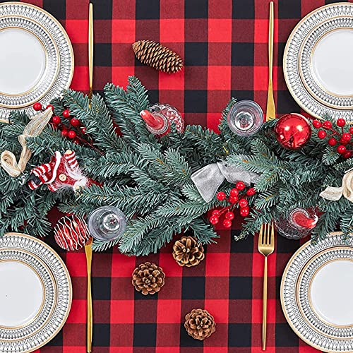 Mokohouse Christmas Tablecloth Plaid Tablecloth 56X84 Inch Black And Red Buffalo Checkered Table Cloth For Party Decoration #TOP5