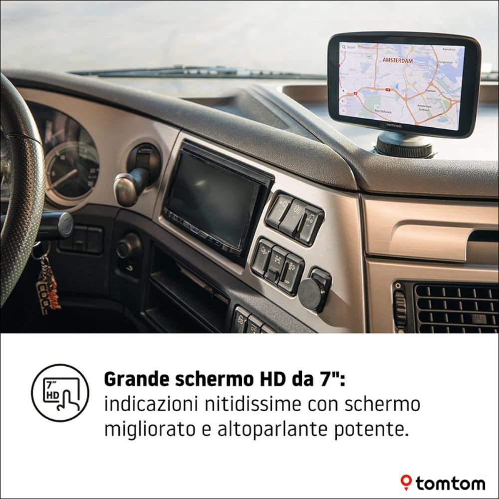 TomTom GO Expert Navigatore Satellitare per Camion, Autobus, Furgone, Schermo HD 7", PDI, TomTom Traffic, Mappe del Mondo, Avvisi di Restrizioni in Tempo Reale, Aggiornamenti Rapidi Tramite WiFi