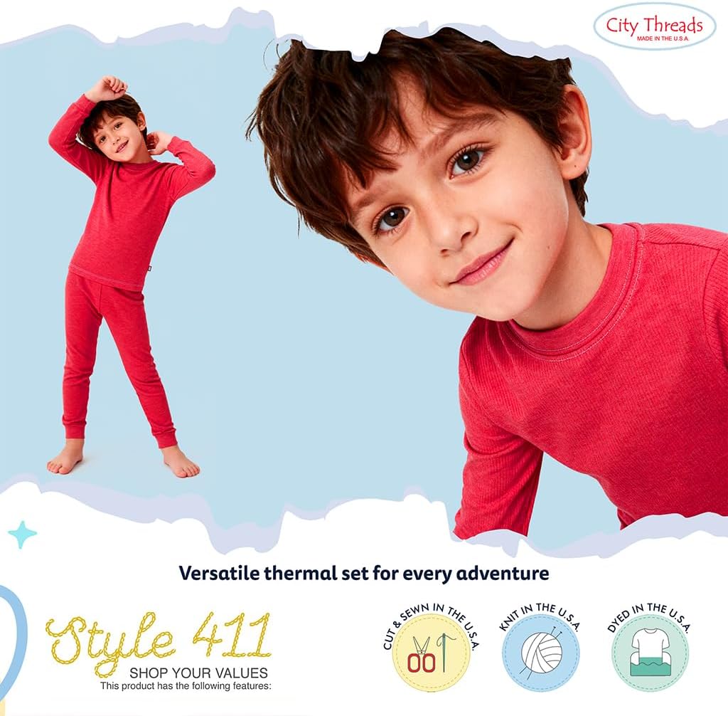 City Threads Baby Boys Thermal Underwear Set Sensory Friendly Kids Long Johns, Thermal Set for Boys Base Layer for Ski - Image 4
