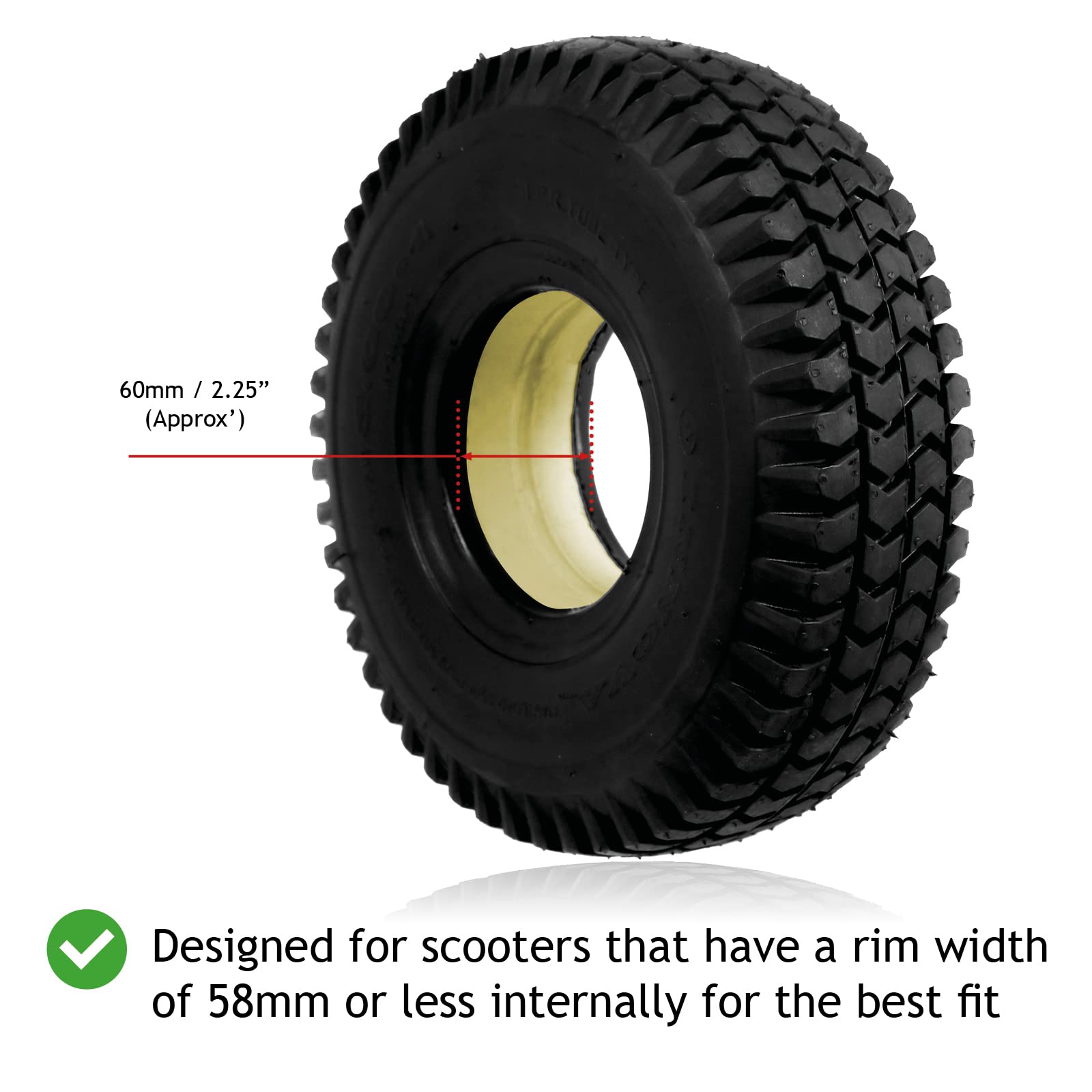 SPARES2GO Reifen für Elektromobil, 3,00 x 4, massives Blockprofil 3.00-4, 300 x 4, 260 x 85, kein Durchstechen, 2 Stück