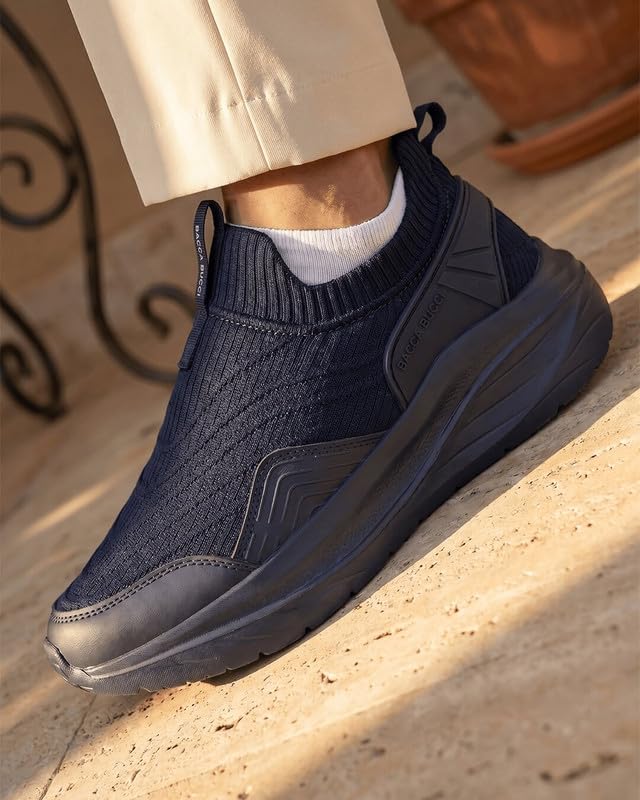 Image of Bacca Bucci EaseOn Walking Shoes for Men | Slip-On Sneakers with Stretch Knit Upper | Ortholite Comfort Insole | Lightweight EVA Sole | Daily Walking, Travel & Casual Wear