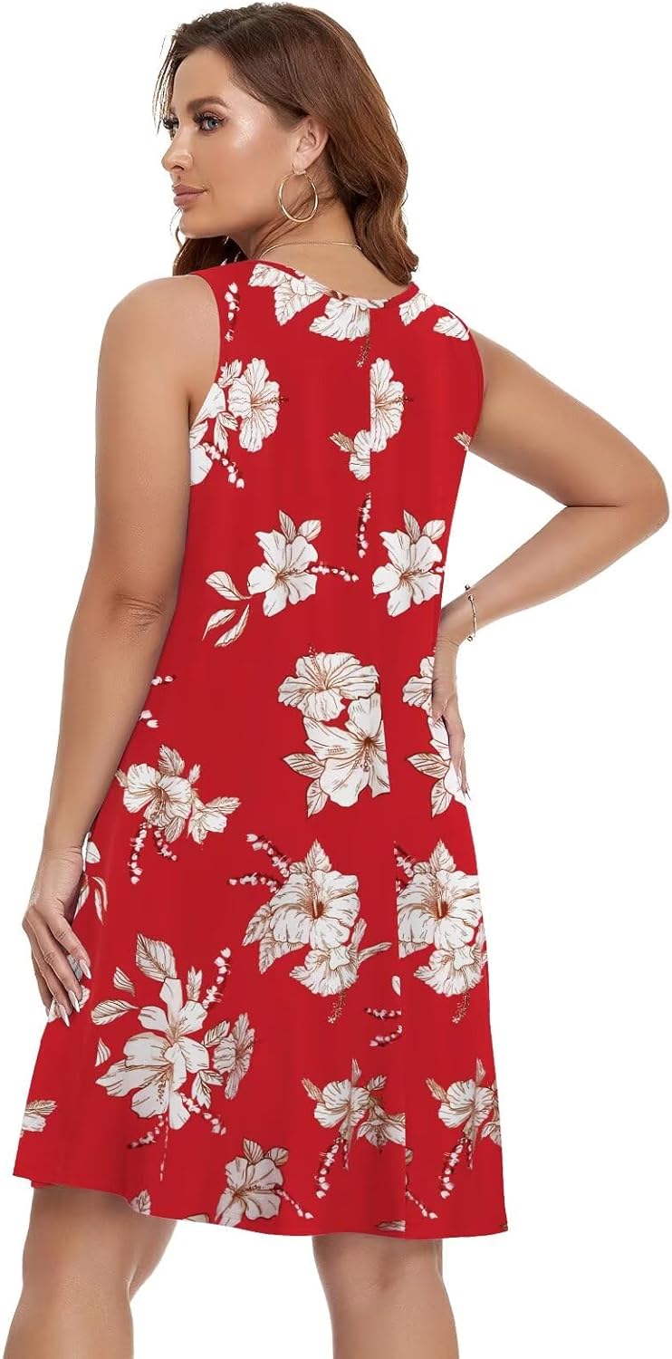 BELAROI Women Casual Summer Beach Dresses Plus Size Sundress V Neck Pockets Swing Tank Dress Cover Ups - Image 4