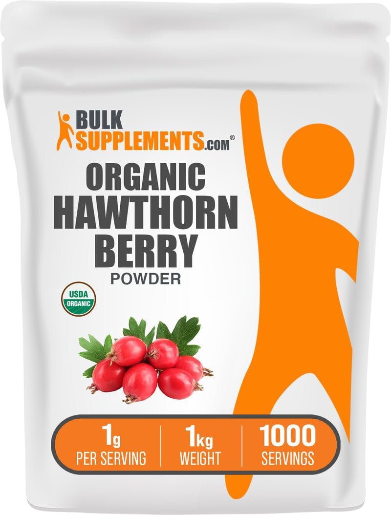 BulkSupplements.com Organic Hawthorn Berry Powder - Herbal Supplement, Hawthorn Berry Organic - Vegan & Gluten Free, 1g per Serving, 1kg (2.2 lbs) (Pack of 1)