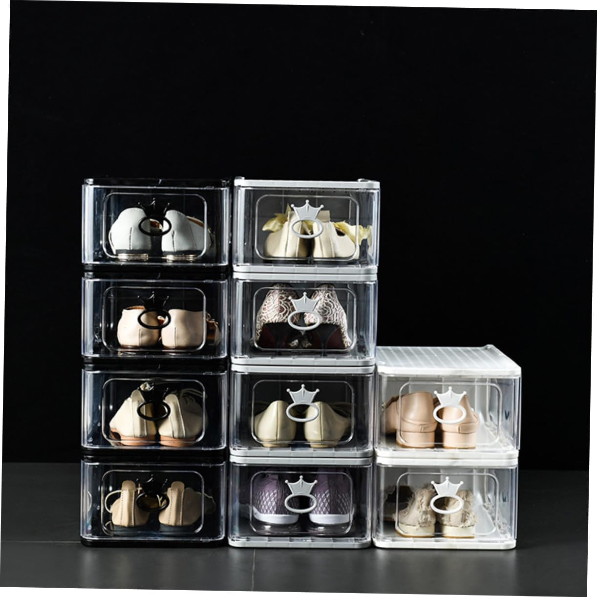 Zerodeko 5pcs Stackable Detachable Shoes Storage Boxes Organizer for Home Bedroom Small Grey for Sneakers Accessories