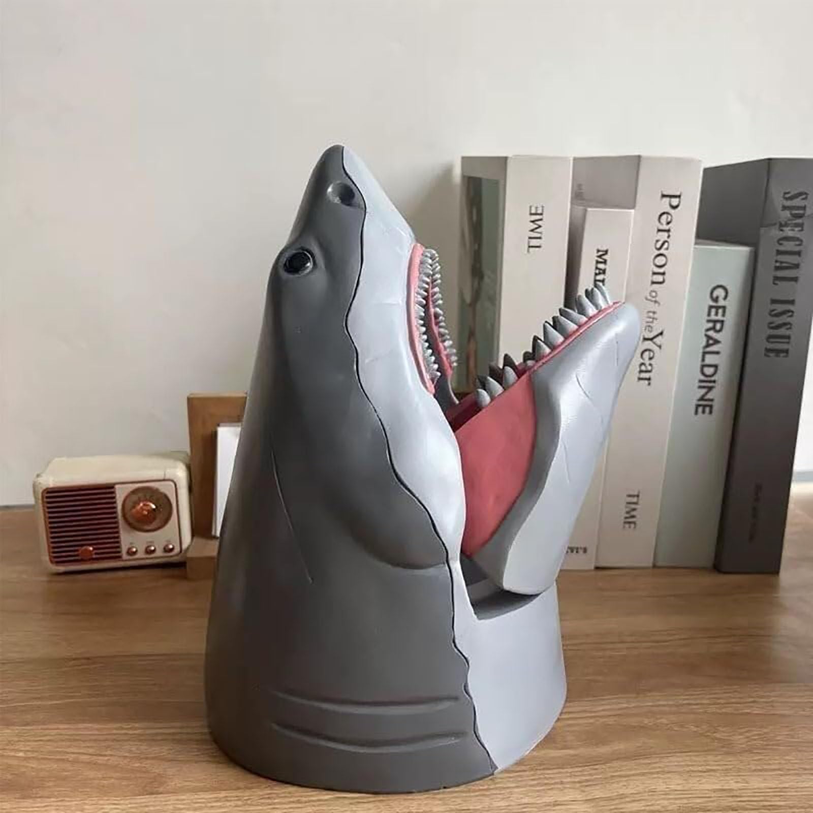 Seau à pop-corn requin 50e anniversaire, support à collation en forme de requin, seau de service réutilisable de qualité alimentaire, récipient de service familial, bol à pop-corn en plastique (1pcs)