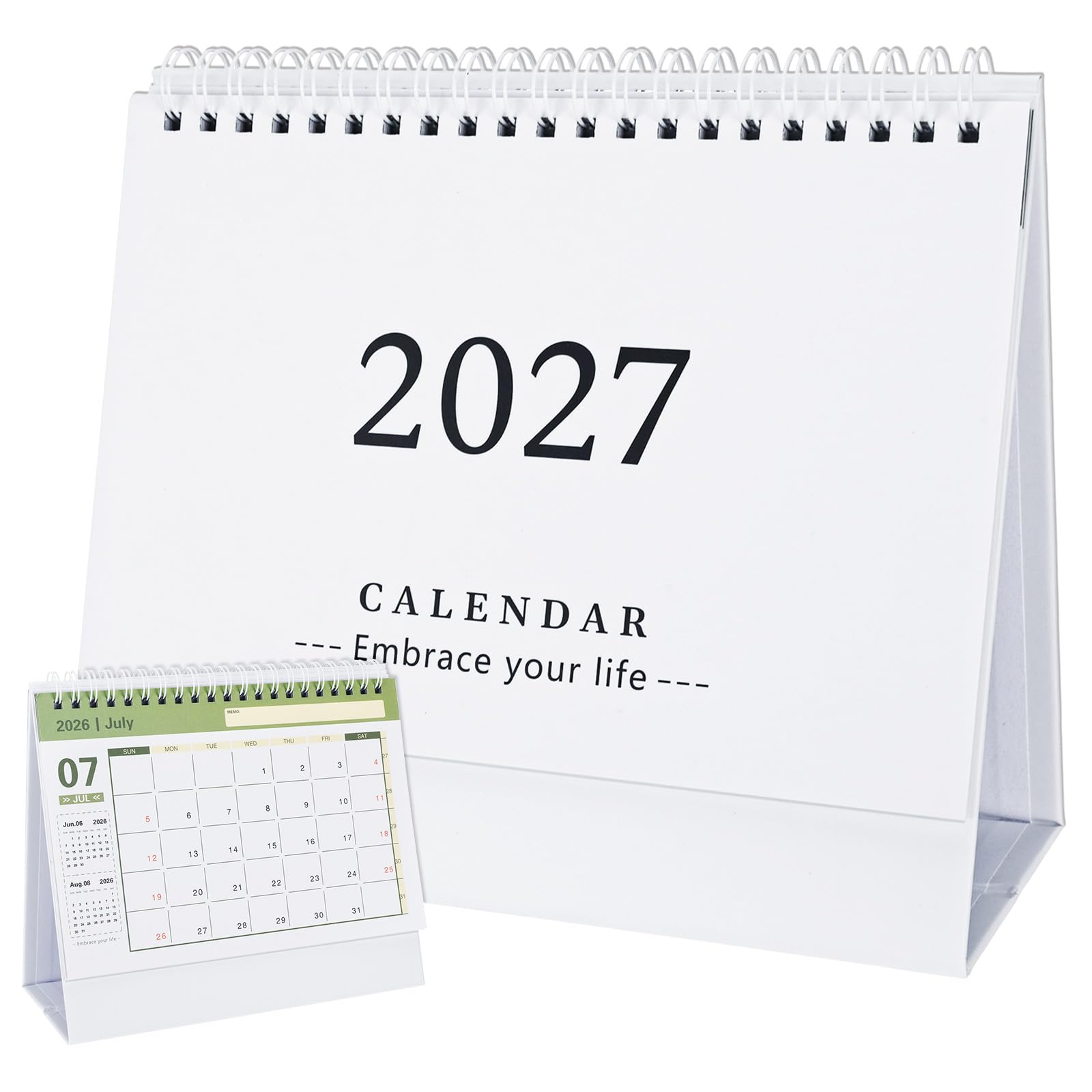 Desk Calendar 2026-2027 UK White, Small Desktop Calendar(Jul.2026-Dec.2027)