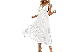 2022 Summer Women's Halter V-Neck Flowy Maxi Dress