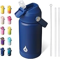 Vista 28 de BJPKPK - Botella de agua aislada con tapa de popote, termo grande de 40 onzas, botellas de agua de acero inoxidable libres de BPA a prueba de fugas