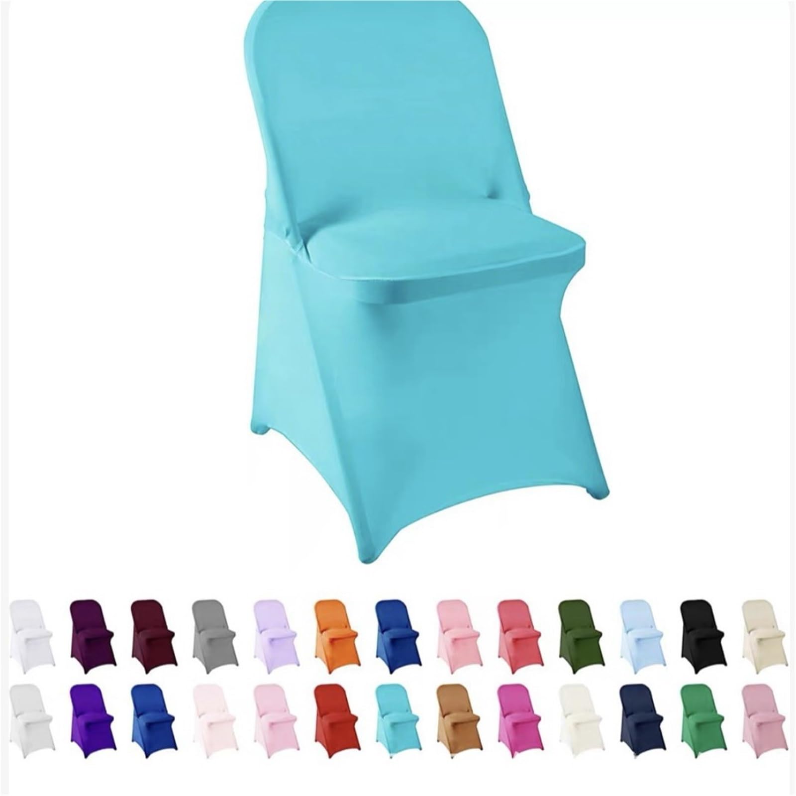 PBTMCD 50 Pcs Stretch Wedding Chair Covers With Skirt, Elastic Slipcovers For Banquets Hotels Parties Dinners(11#)