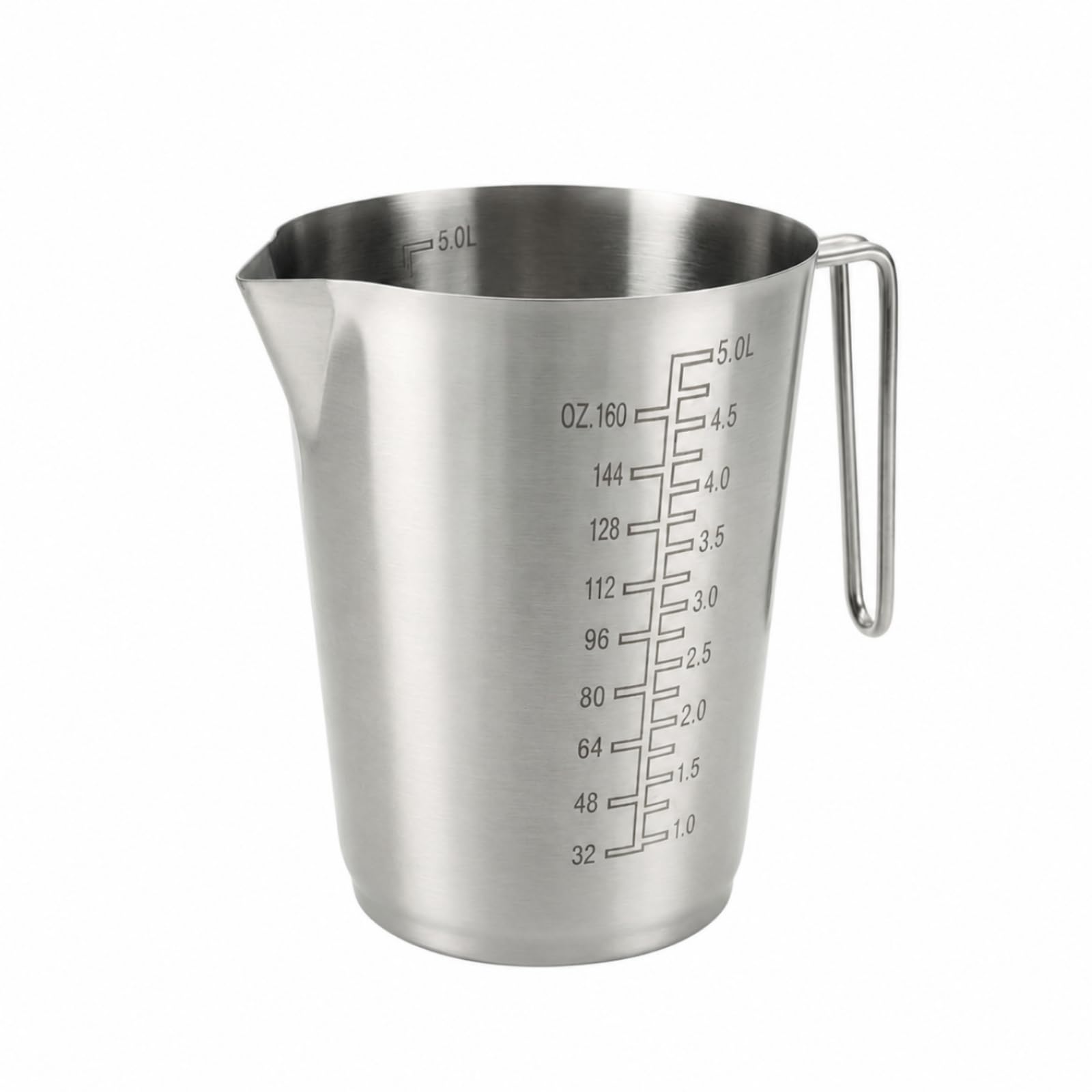 Messkanne aus gebürstet Messkanne mit Ausgießlippe präzise Messbecher mit Griff für Küche, Backen, 5L