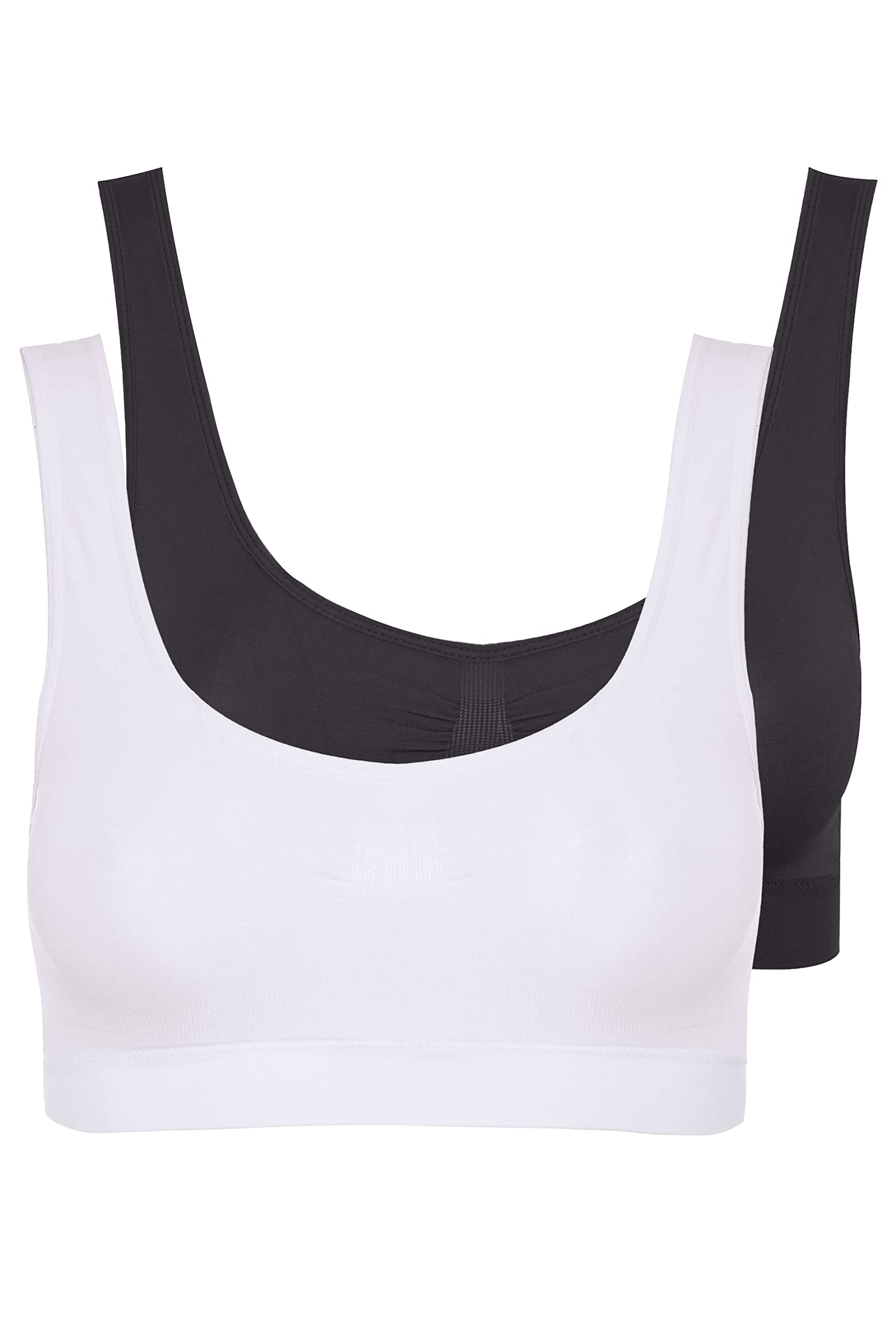 2 Pack Seamless Non-Padded Bras - Black - Size 18-20
