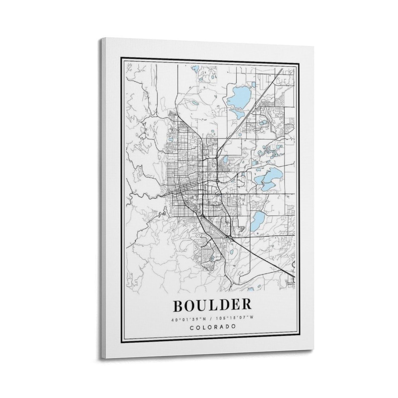 xiaoxiaoshen Boulder Colorado Map Canvas Poster Wall Art Prints Room Aesthetic Murals Bedroom And Living Decorations 24x36inch(60x90cm)