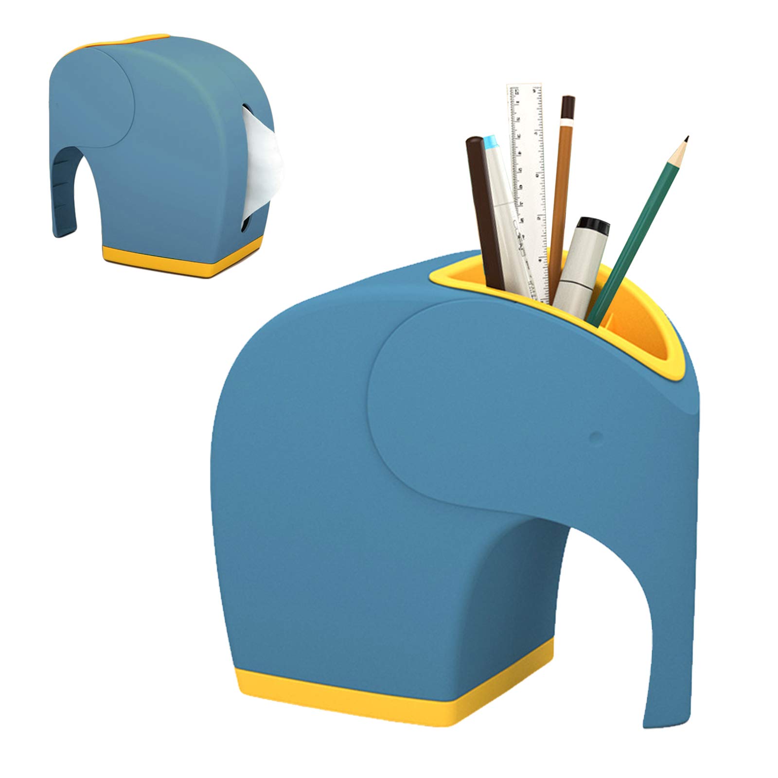 NEDLON Scatola for fazzoletti di elefante e porta telecomando, scatola portaoggetti da scrivania a 2 slot con supporto for telefono cellulare for forniture for ufficio domestico (Color : Verde