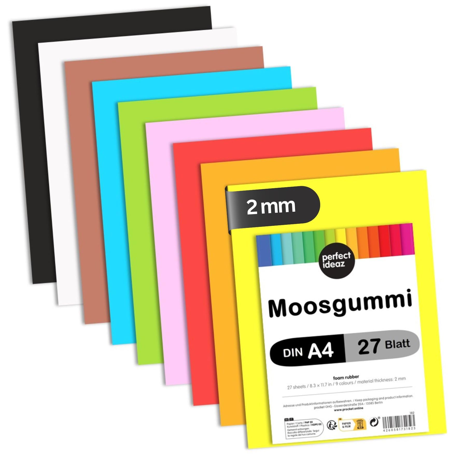 Gomma Crepla Fogli Di Schiuma EVA - Pacco Assortito 22 Colori, 35x25 Cm, Spessore 0.8mm Per Fai Da Te - Foto 11