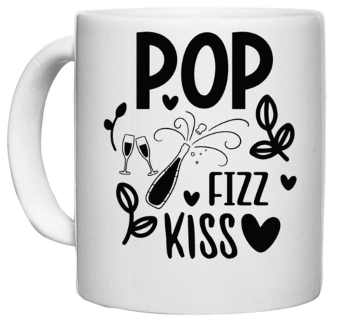 UDNAG White Ceramic Coffee/Tea Mug 'Pop Fizz kisss' Perfect for Gifting [330ml]