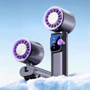 Portable Neck Fan, Ice Cooling Handheld Fan 199 Speeds Foldable Personal Fan 4000mAh Rechargeable Low Noise Fan, USB-C Mini Fan for Office Outdoor Camping Travel EssentialsGrey