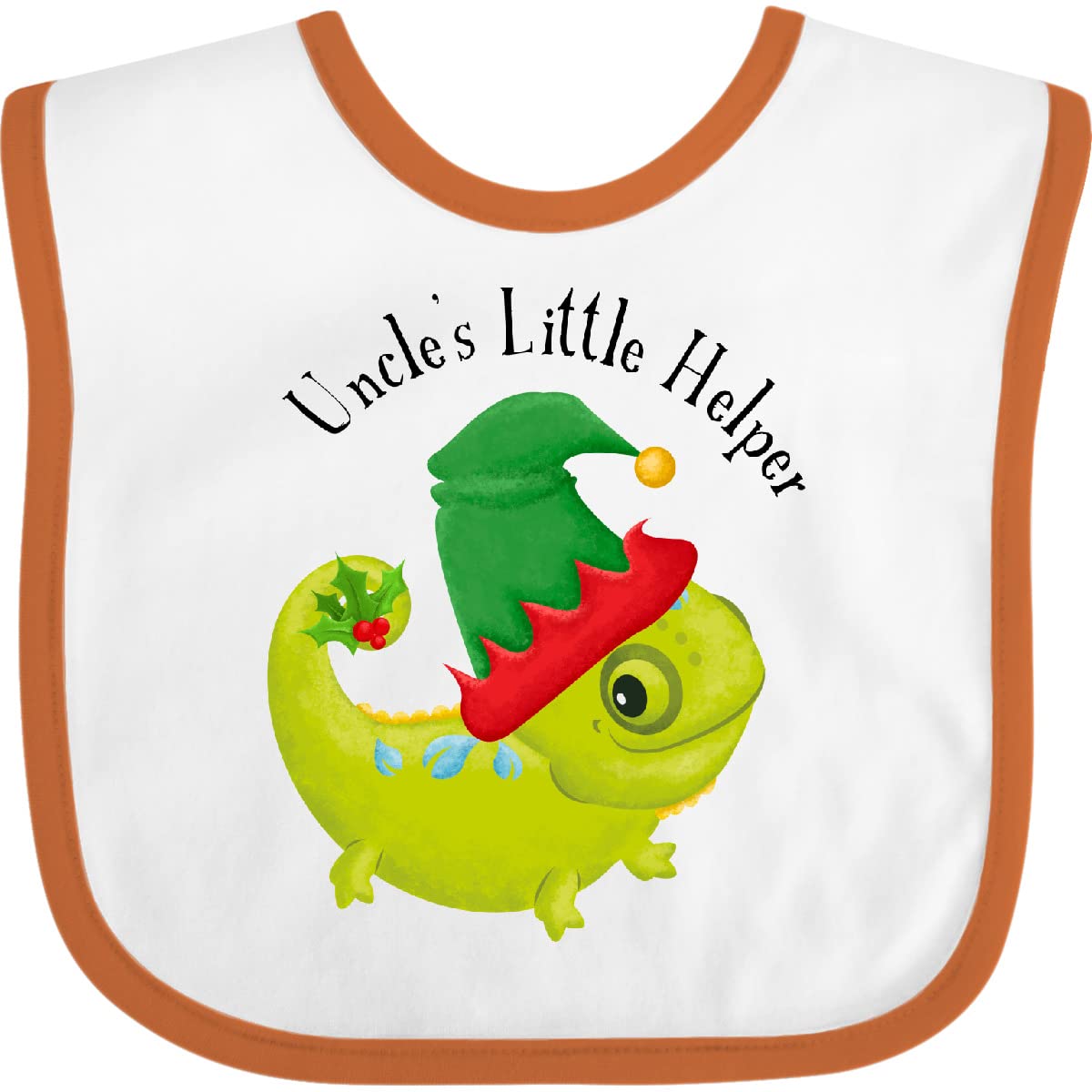 inktastic Uncle's Little Christmas Helper Ray Cute Baby Bib - Tiny Tusks