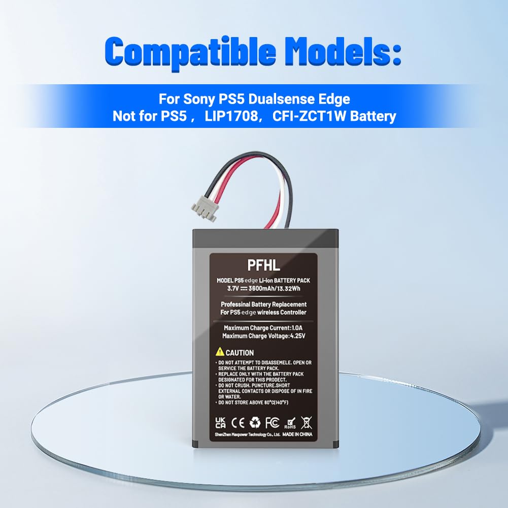 Confezione da 2 batterie per controller PlayStation Dualsense Edge (2026), 3600 mAh, batteria ad alta capacità per PS5 Dualsense Edge con kit di strumenti di riparazione