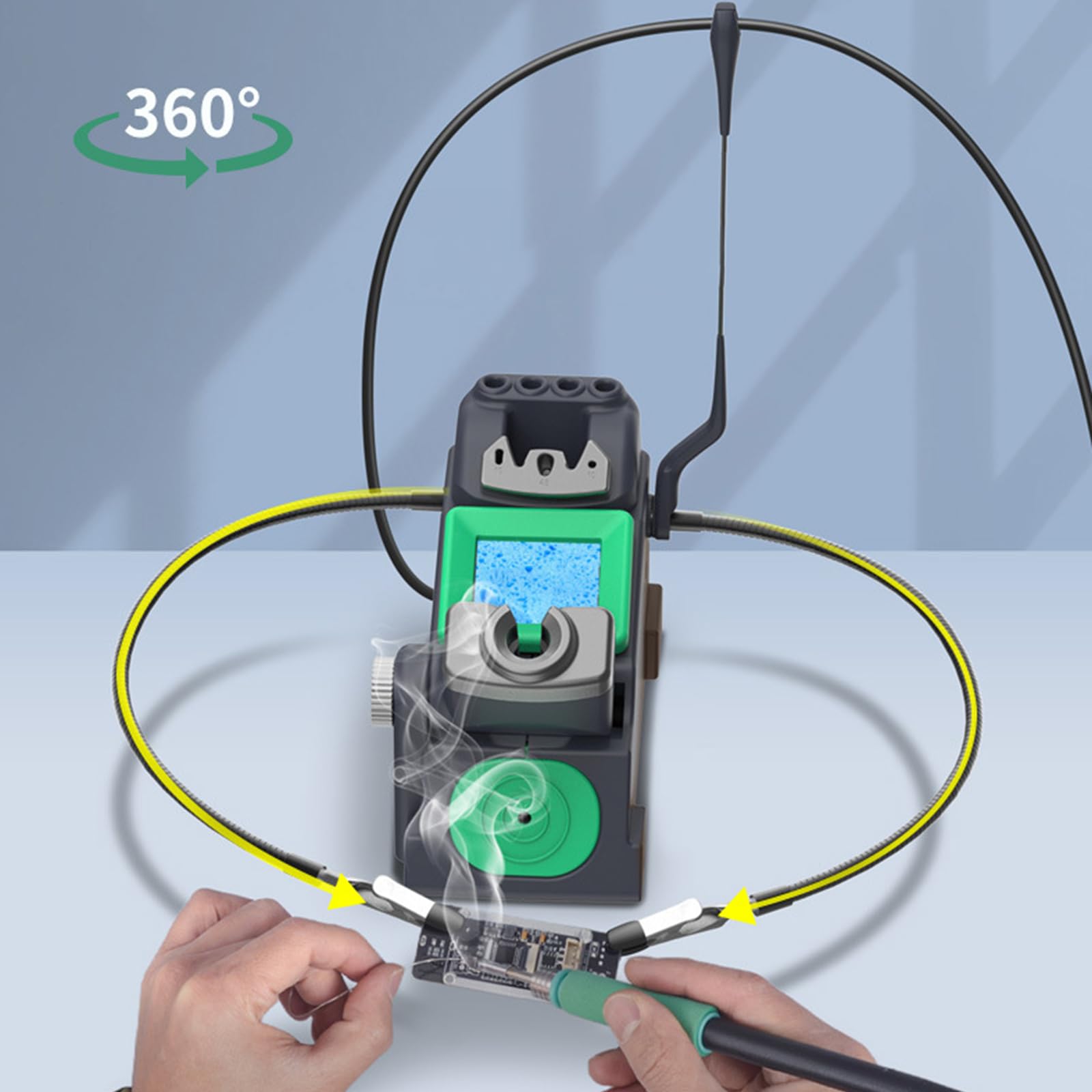 Supporto per saldatore con spugna per pulizia angolata regolabile a 45° in filo ottone per efficienza saldatura Supporto per spugna per pulizia temperatura