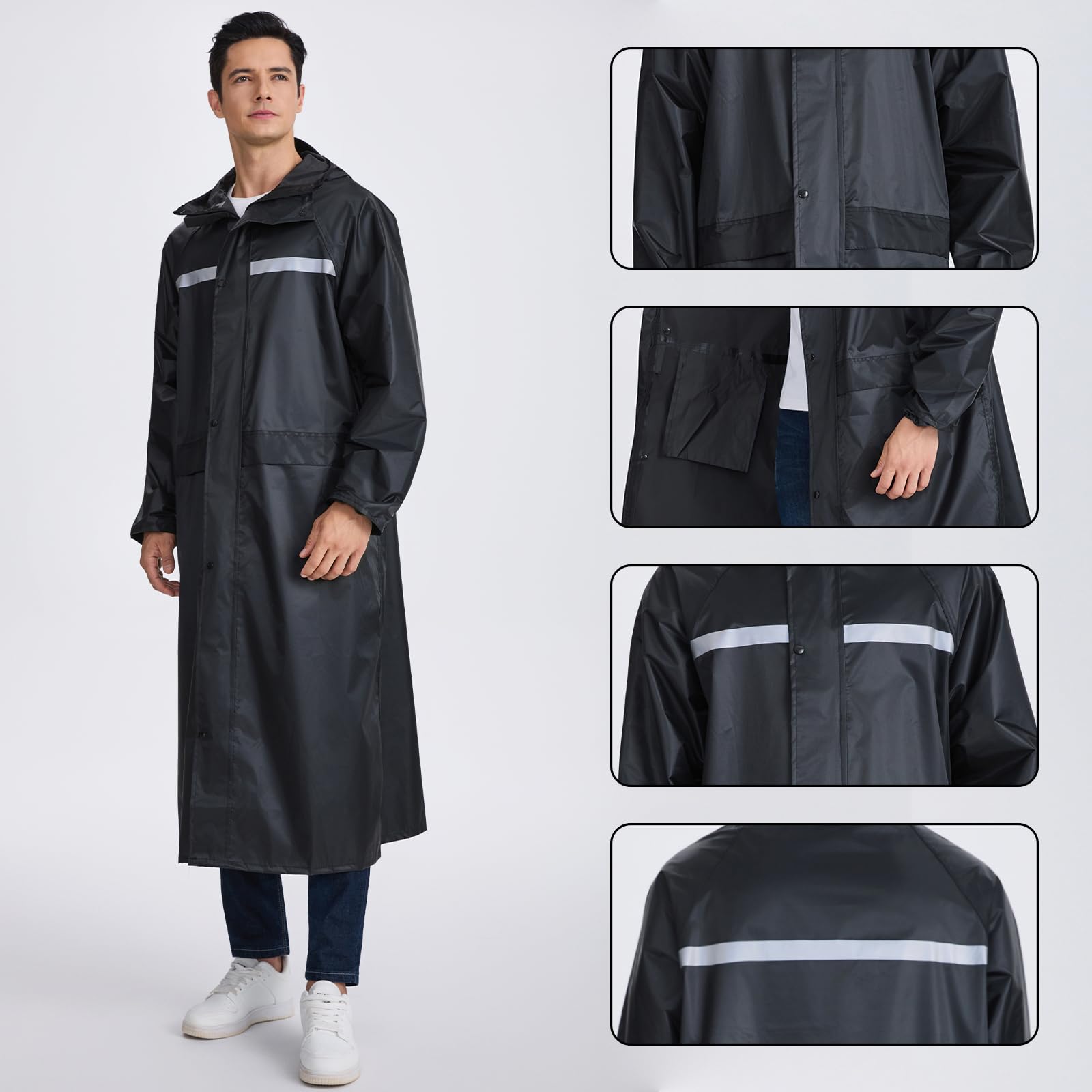 Poncho Pluie Imperméable, Velo Vêtements Homme Femme, Coupe Vent Vêtements de Sécurité, Idéal pour Randonnée, Camping, Voyages