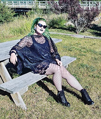 Spider Web Poncho Halloween Costumes for Women Plus Size Cozy Black Lace Bat Sexy Vampire Costume - Image 3
